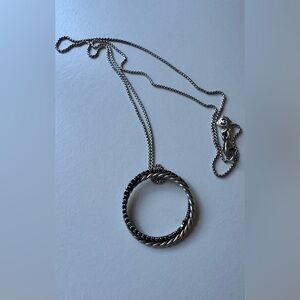David Yurman Black Diamond Crossover Circle Pendant Necklace